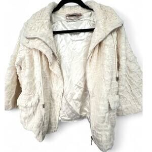 TUMBLEWEED | M | Jacket Coat Fuzzy Furry Cropped Off White Faux Fur Women